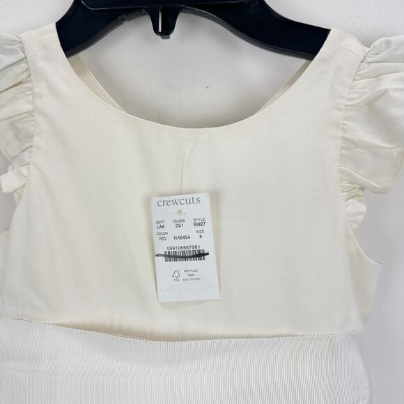 J.Crew Crewcuts Girls Flutter Sleeve Dress Midi Ivory Formal Party Size 5 NWT - Picture 11 of 15